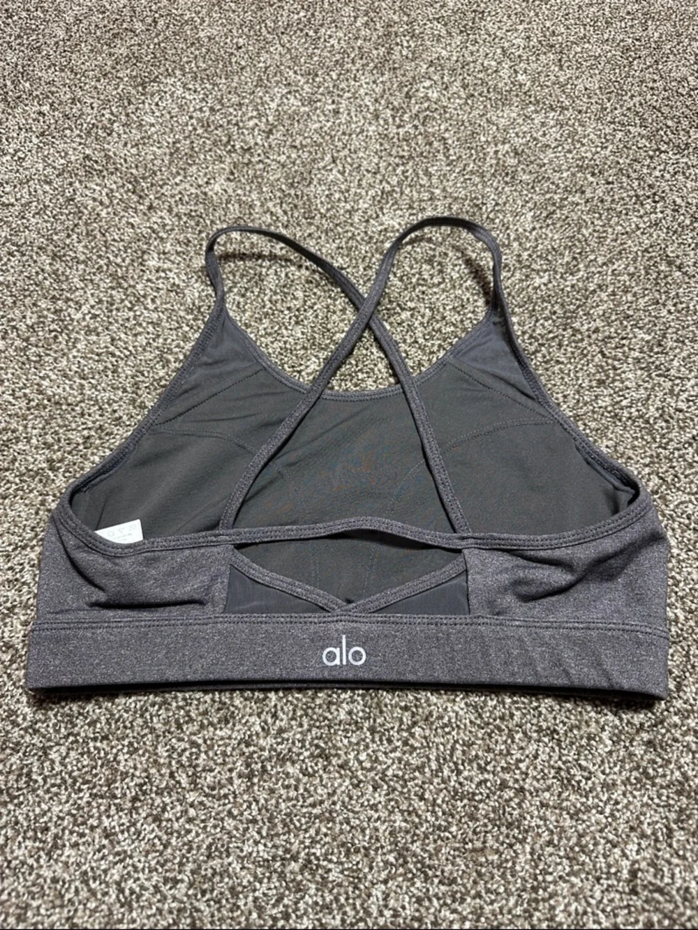 ALO Yoga Charcoal Gray Crisscross Back Sports Bra - no size tag - small